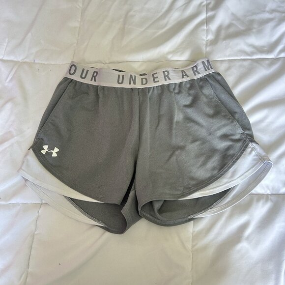 Under armour Pants - Under Armour Womens Small S Gray White Activewear Shorts Pockets Running Yoga